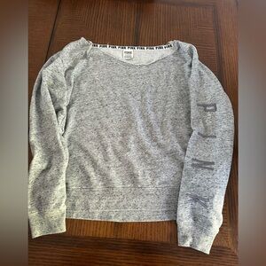 Victoria's Secret PINK Light Gray scoop neck pullover in size small